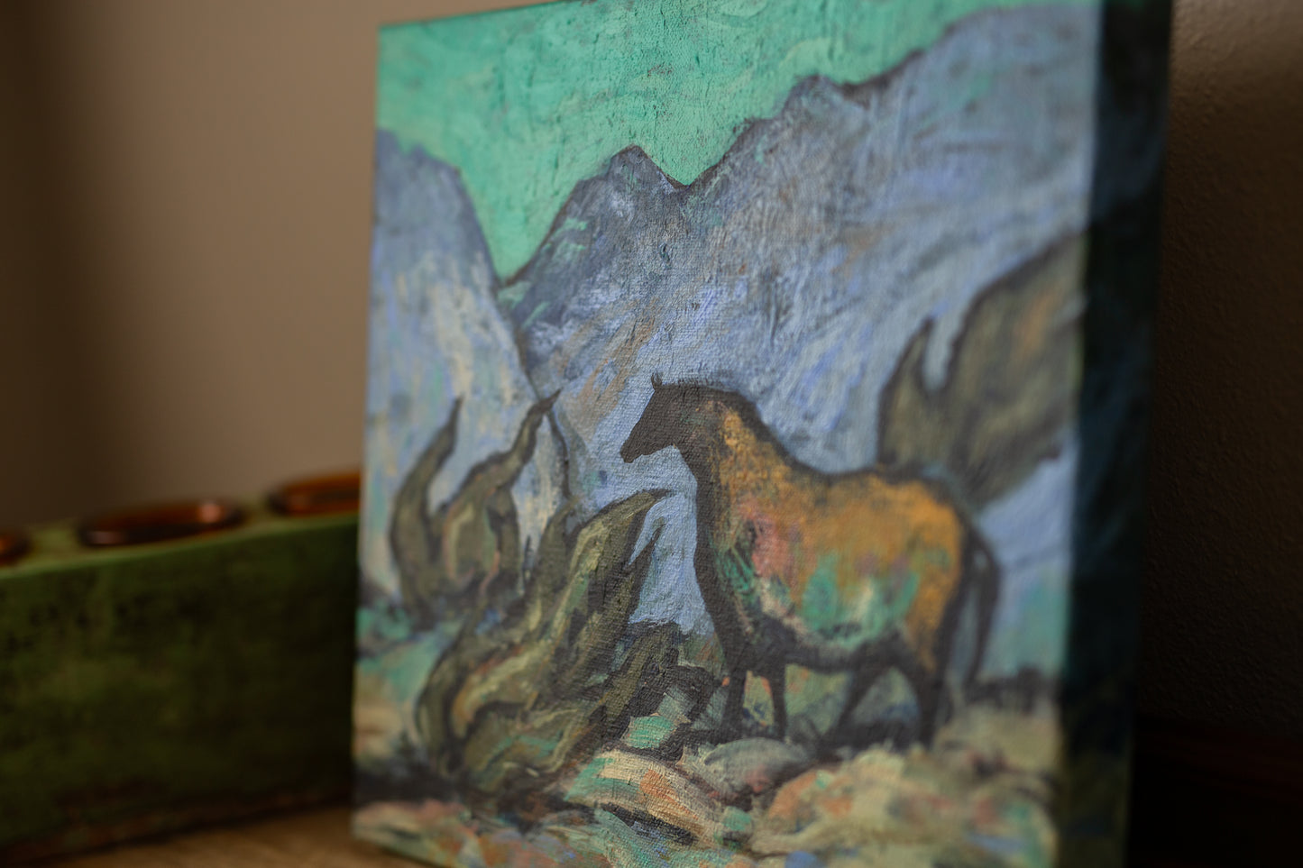 Horse with Blue Mountains